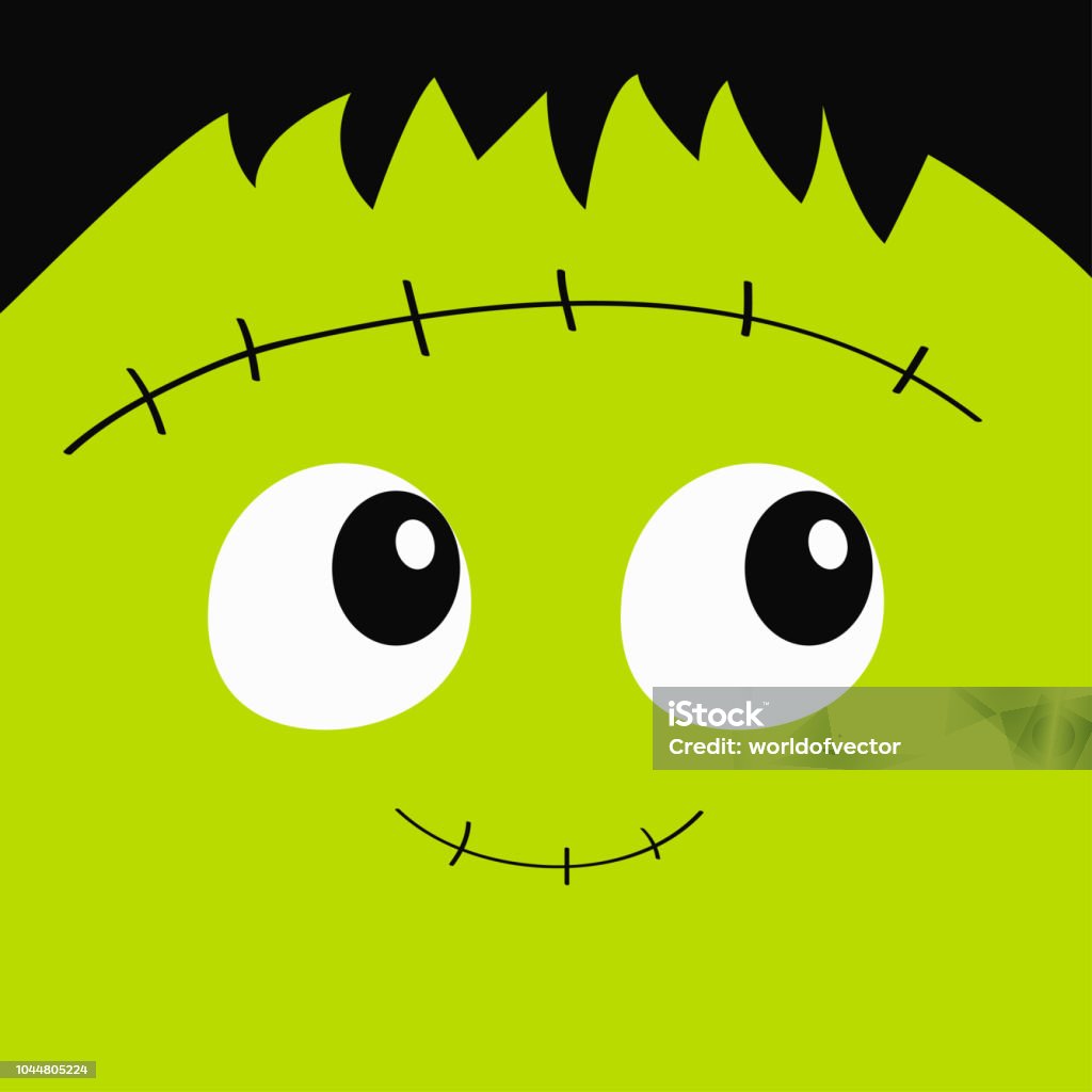 Zombie Frankenstein Monster Square Face Icon Cute Cartoon Funny Spooky Baby  Character Happy Halloween Green Head Greeting Card Flat Design White  Background Stock Illustration - Download Image Now - iStock