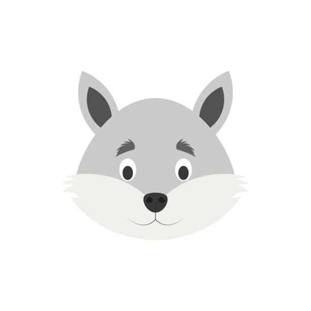 Wolf Face In Cartoon Style For Children Animal Faces Vector Illustration  Series Stock Illustration - Download Image Now - iStock