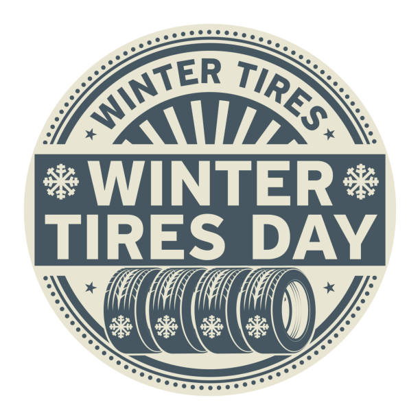 illustrazioni stock, clip art, cartoni animati e icone di tendenza di winter tires day, timbro di gomma - branding design marketing rubber stamp