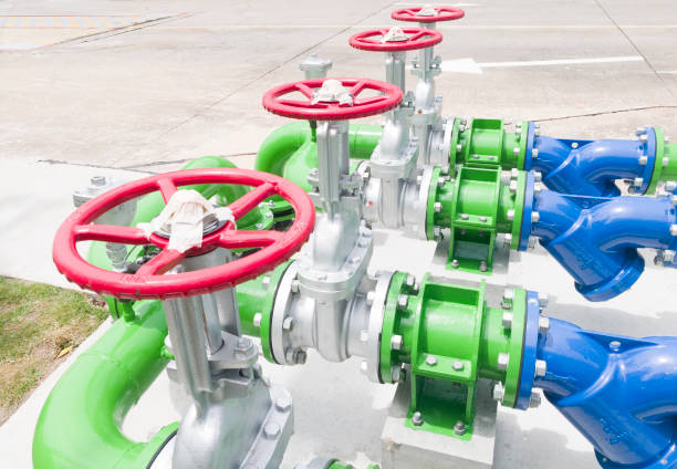 istock Pipe system on the soze of street ,cooling tower water. 1044820626