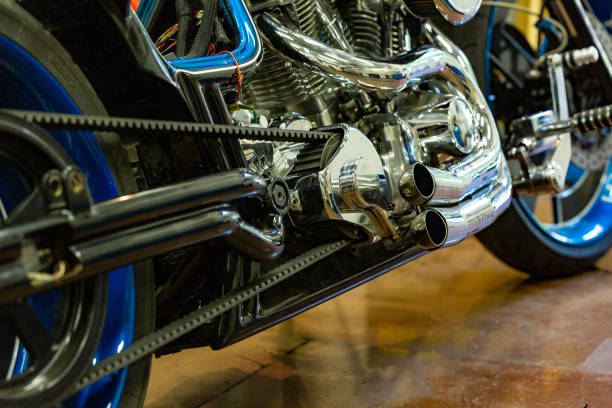 istock Engine close up shot of beautiful and custom made motorcycle 1044824068