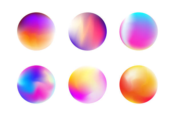 nastavení gradientní barevné koule v módním stylu - koule stock ilustrace