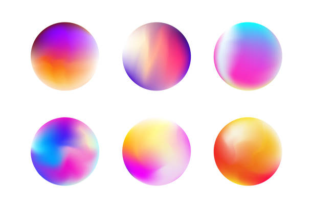 illustrations, cliparts, dessins animés et icônes de la valeur de gradient coloré sphère dans un style branché - circle digital composite abstract pattern