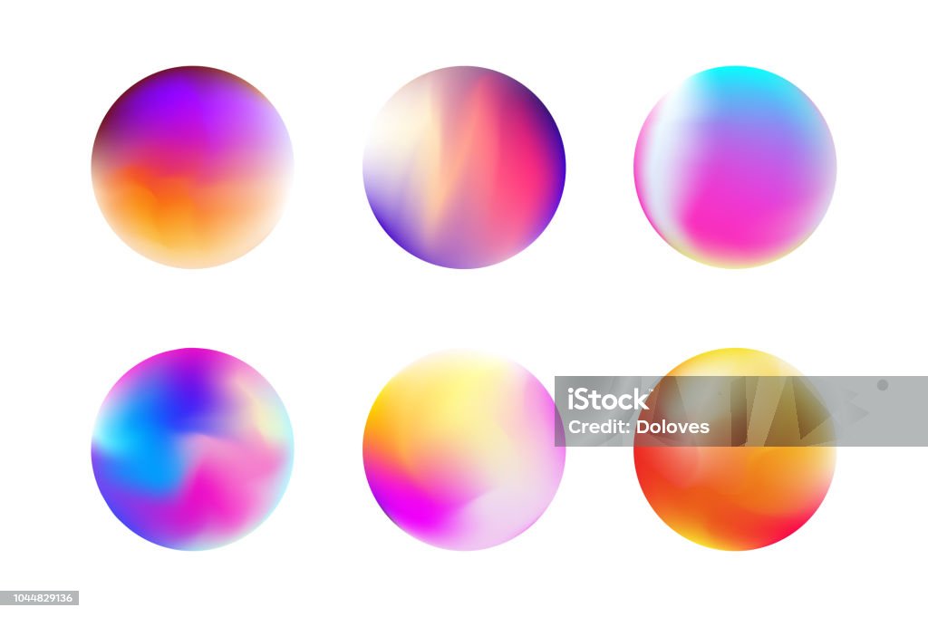 Imposta la sfera colorata sfumato in stile trendy - arte vettoriale royalty-free di Sfera