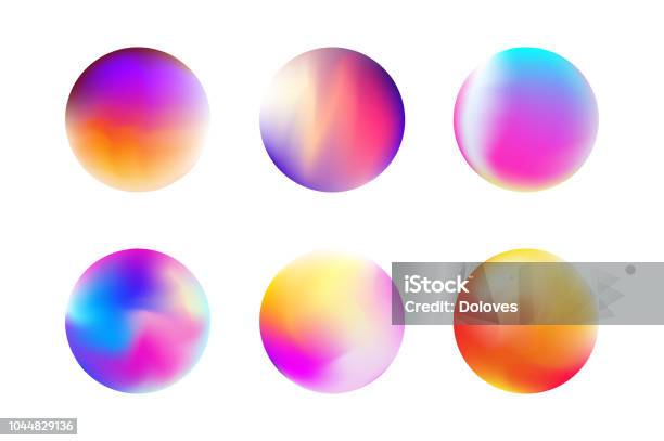 Imposta La Sfera Colorata Sfumato In Stile Trendy - Immagini vettoriali stock e altre immagini di Sfera - Sfera, Sfumatura di colore, Cerchio