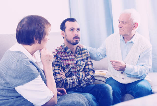 istock Grandparents and grandson serious talk 1044833494