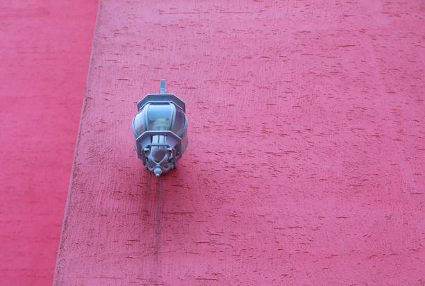 light lamp on the pink wall
