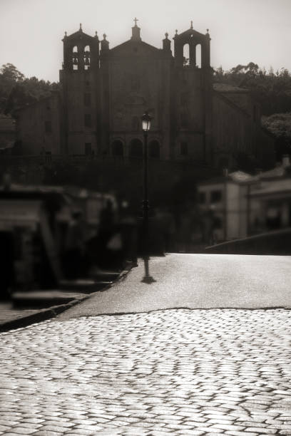Carmen convent silhouetted, Padron, Galicia, Spain.