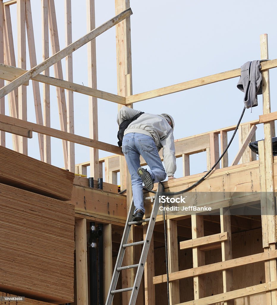 Construção site super escalada escada - Foto de stock de Amarelo royalty-free