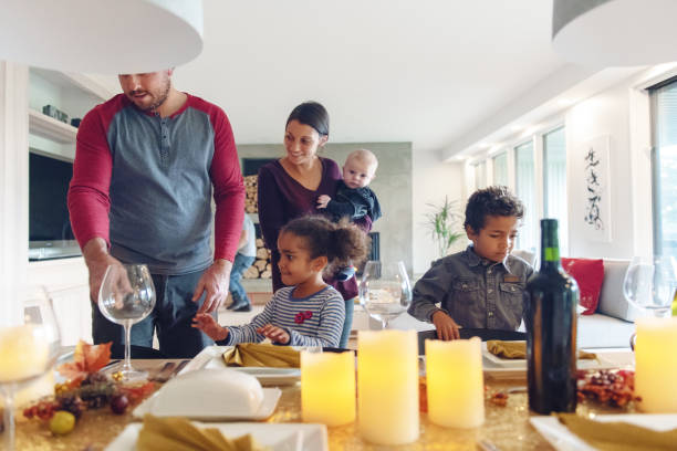 istock Thanksgiving celebration with friends 1044841582