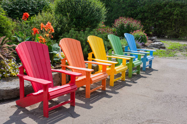 istock Garden chairs of different colors 1044847056