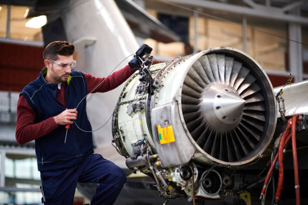 istock Aircraft mechanic in the hangar 1044847598