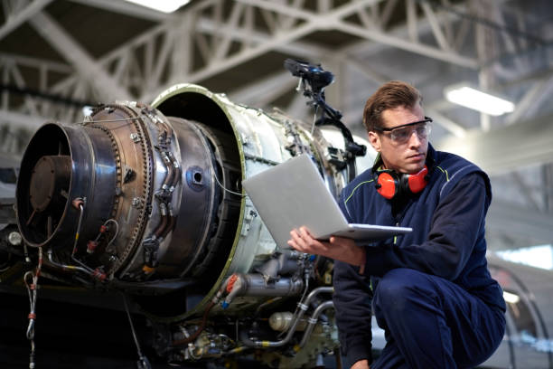 istock Aircraft mechanic in the hangar 1044850760