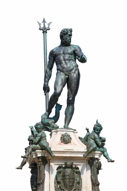 Cropped fountain of Neptune in Bologna, Italy The isolated statue of Neptune with part of its pedestal. The statue, made by Giambologna in 1566, is placed in central square of Bologna. neptune roman god stock pictures, royalty-free photos & images