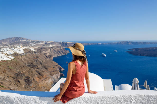 istock Young, beautiful woman in Greece 1044860920