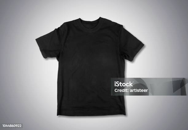 Black Stock Photo - Download Image Now - T-Shirt, Black Color, White Background