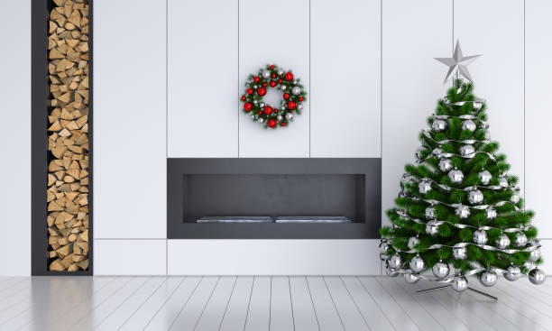istock Christmas tree in white room for mockup, 3D rendering 1044865364