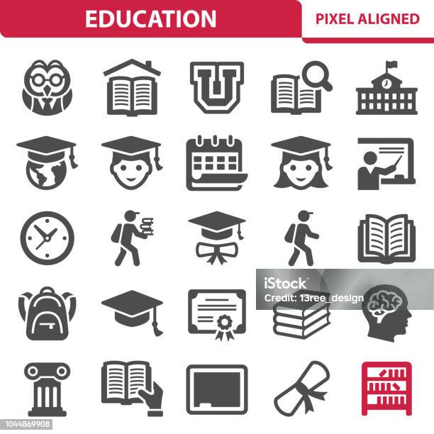 Education Icons Stock Illustration - Download Image Now - Icon Symbol, Education, University