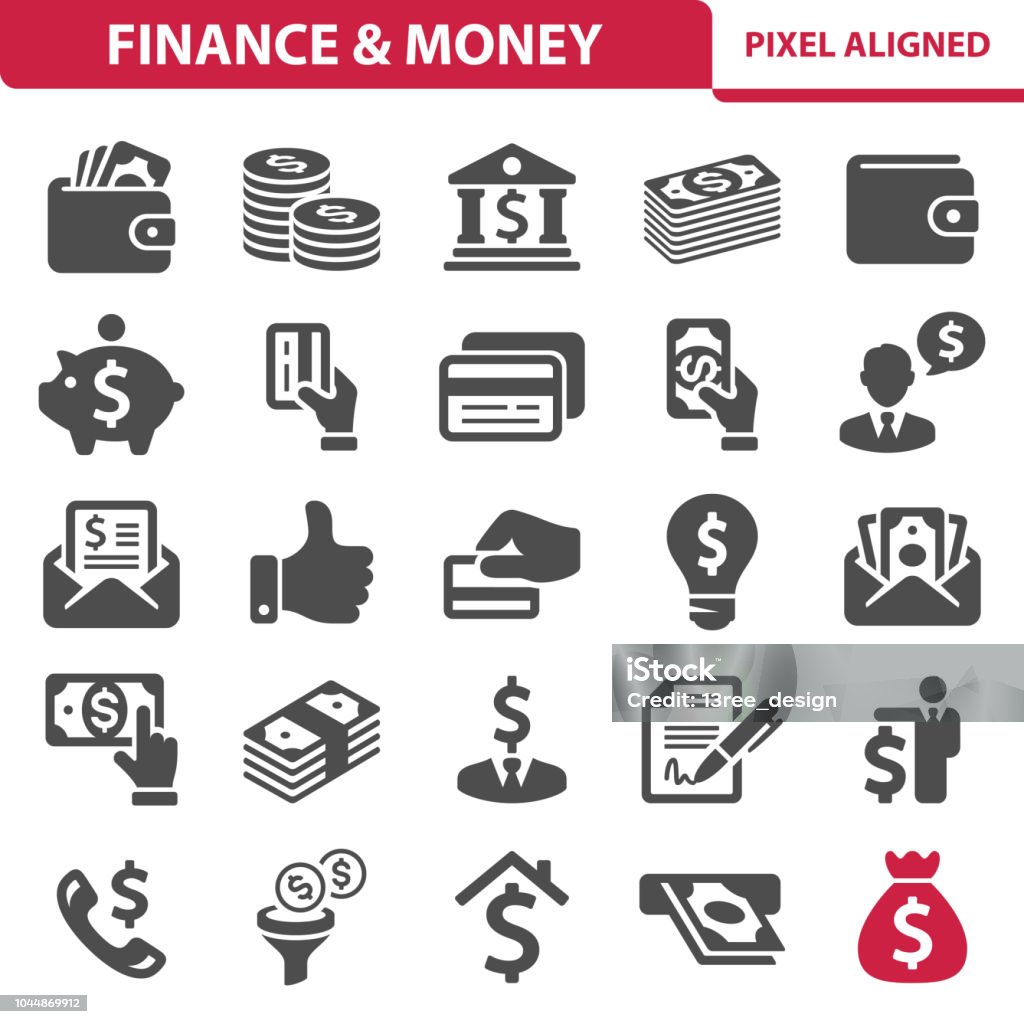Finance & Money Icons Professional, pixel perfect icons, EPS 10 format. Icon Symbol stock vector
