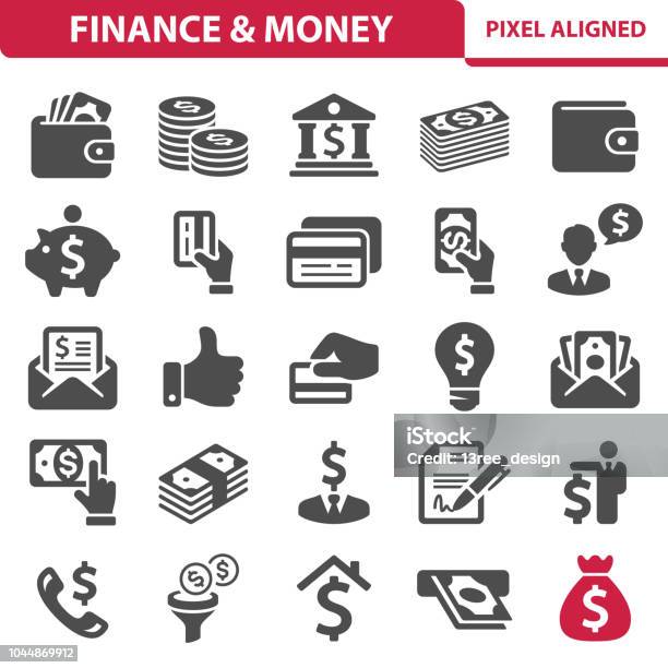Finance Money Icons Stock Illustration - Download Image Now - Icon Symbol, Currency, Banking