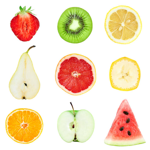 istock Collection fruit slices. Fresh food 1044870236