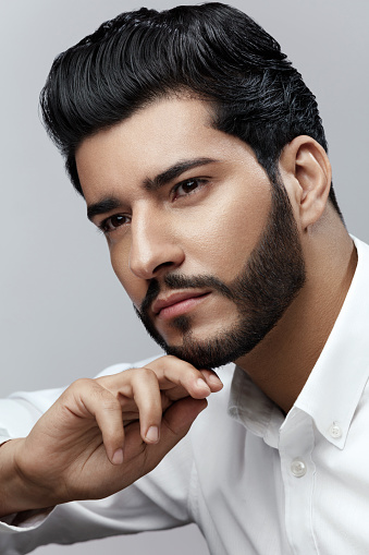 Beauty Man With Hair Style And Beard Portrait Handsome Male Stock Photo -  Download Image Now - iStock