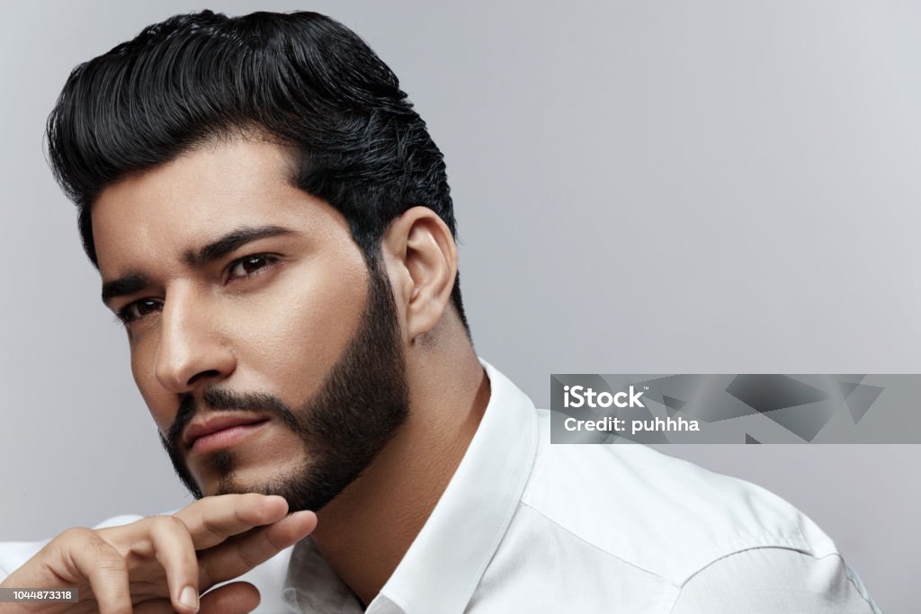 Beauty Man With Hair Style And Beard Portrait Handsome Male Stock Photo -  Download Image Now - iStock
