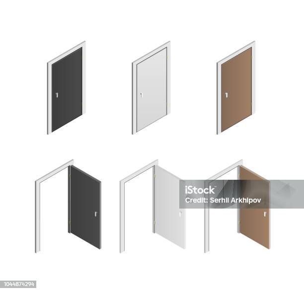 Wooden Door Stock Illustration - Download Image Now - Door, Isometric Projection, Doorway