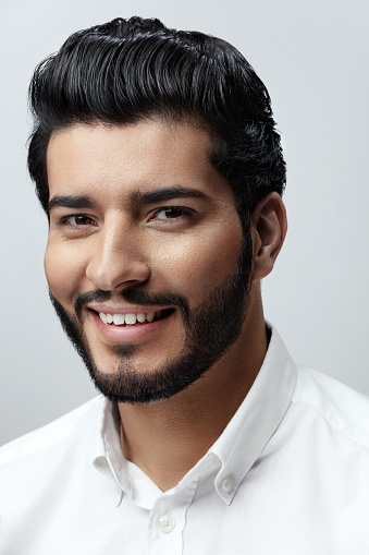 Hair And Beard Beautiful Smiling Man With Hair Style Stock Photo - Download  Image Now - iStock