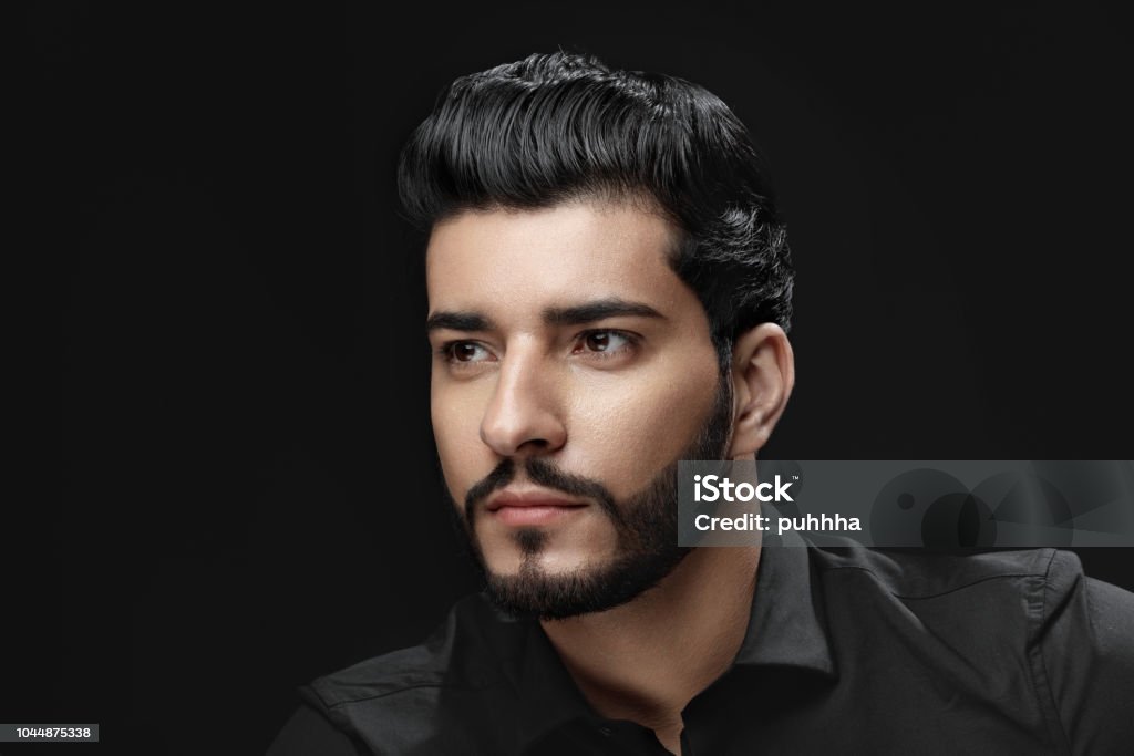 Man With Hair Style Beard And Beauty Face Fashion Portrait Stock Photo -  Download Image Now - iStock