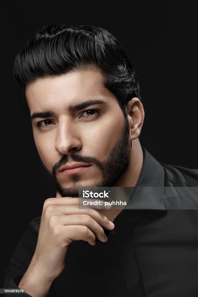 Men Haircut Man With Hair Style Beard And Beauty Face Portrait Stock Photo  - Download Image Now - iStock