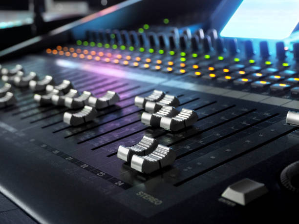 istock Sound Recording Studio Mixing Desk Closeup. Mixer Control Panel 1044878890