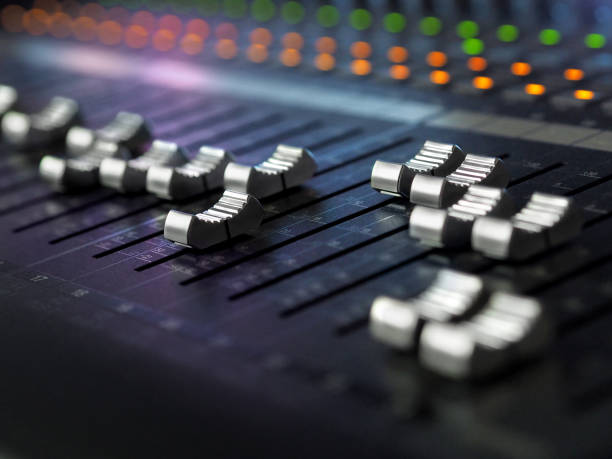 istock Sound Recording Studio Mixing Desk Closeup. Mixer Control Panel 1044878978