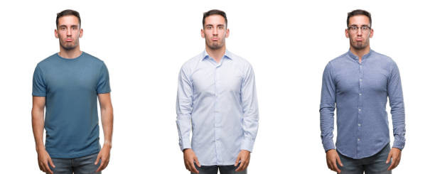 istock Handsome young man wearing different outfits depressed and worry for distress, crying angry and afraid. Sad expression. 1044883598