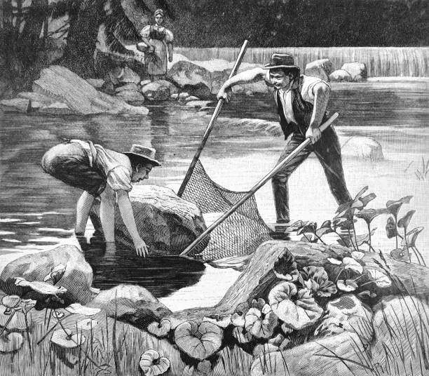 Attempting to raise the stone from the water string - 1895