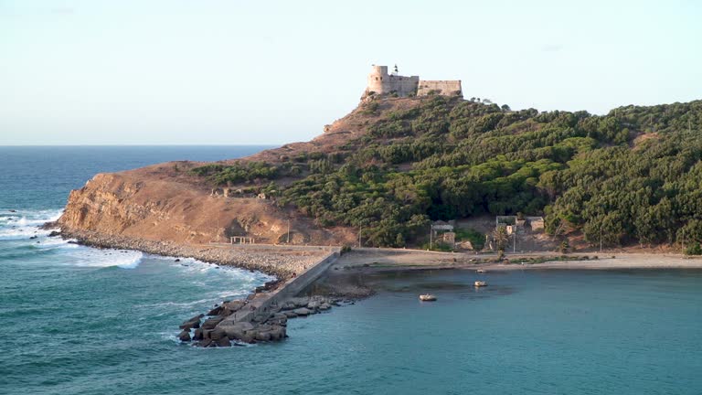 View across the bay to Tunisian town of Tabarka and castle