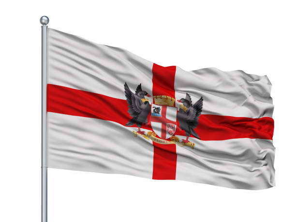 istock Perth City Flag On Flagpole, Australia, Isolated On White Background 1044890922