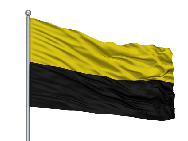 istock Andenne City Flag On Flagpole, Belgium, Isolated On White Background 1044891060