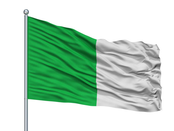 istock Soignies City Flag On Flagpole, Belgium, Isolated On White Background 1044892028