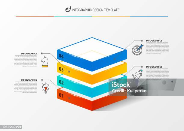 Ilustración de Plantilla De Diseño De Infografía Concepto Creativo Con 4 Pasos y más Vectores Libres de Derechos de Capas superpuestas