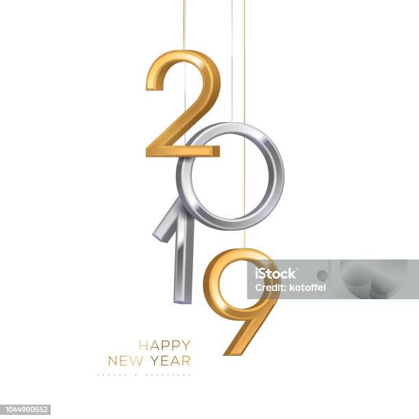 2019 Silver And Gold Numbers Stock Illustration - Download Image Now - 2019, Christmas, New Year