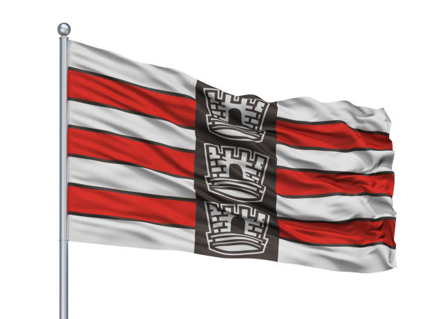 istock Joao Pessoa City Flag On Flagpole, Brasil, Isolated On White Background 1044903832