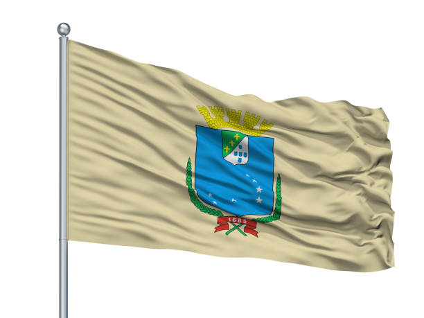 istock Sao Luis City Flag On Flagpole, Brasil, Isolated On White Background 1044903884