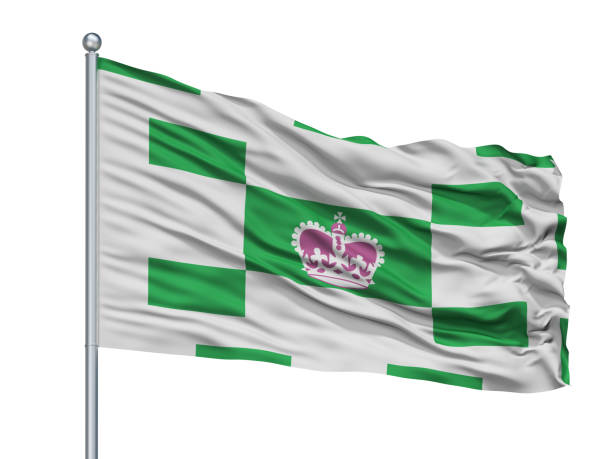 istock Charlottetown City Flag On Flagpole, Canada, Isolated On White Background 1044903944