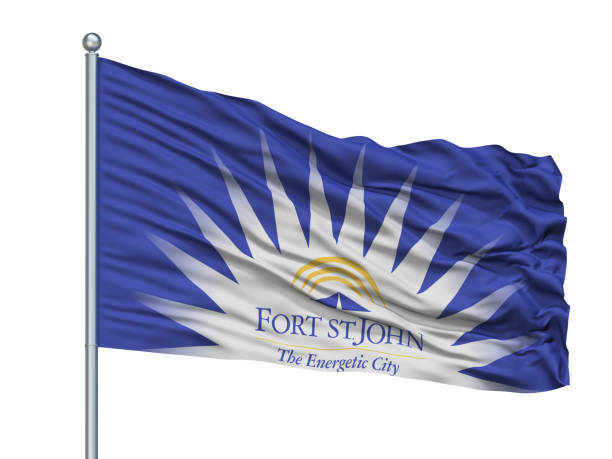 istock Fsj City Flag On Flagpole, Canada, Isolated On White Background 1044903960