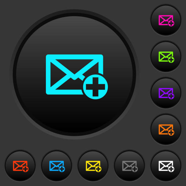 カラー アイコンで新しいメール暗いプッシュ ボタンを追加します。 - mail keyboard button点のイラスト素材／クリップアート素材／マンガ素材／アイコン素材