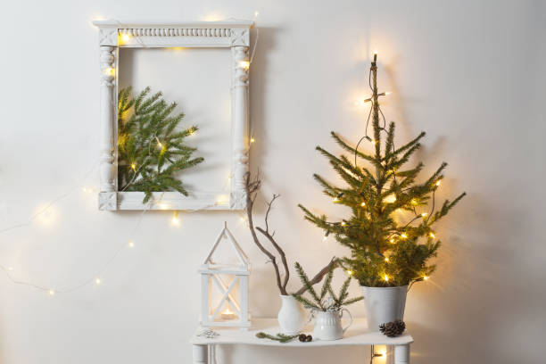 istock Christmas decoration on background  white wall 1044904862