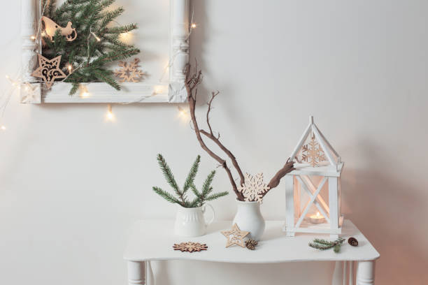 istock Christmas decoration on background  white wall 1044904866