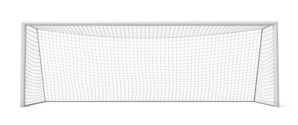 istock 3d rendering of white empty football gates isolated on a white background. 1044904992