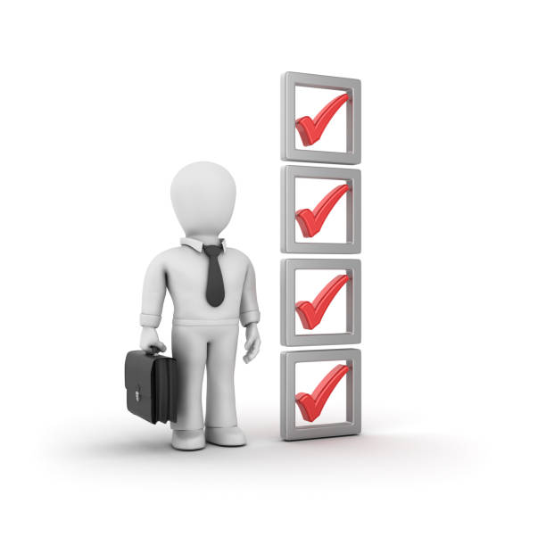istock 3D Check List with Business Character - 3D Rendering 1044915602